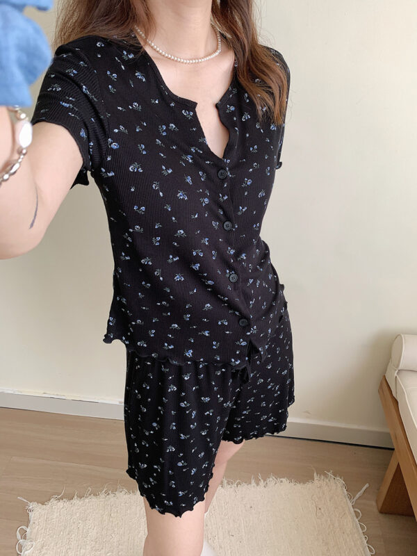 PYJAMAS SET短袖款碎花家居服（带胸垫 - Image 4